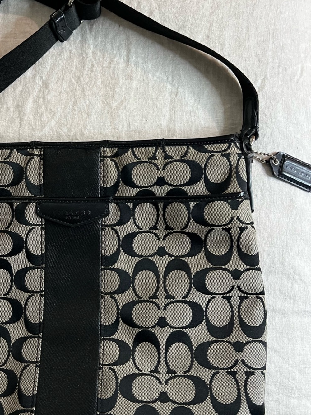 Coach Black and Khaki Signature Canvas Crossbody - Picture 3 of 3